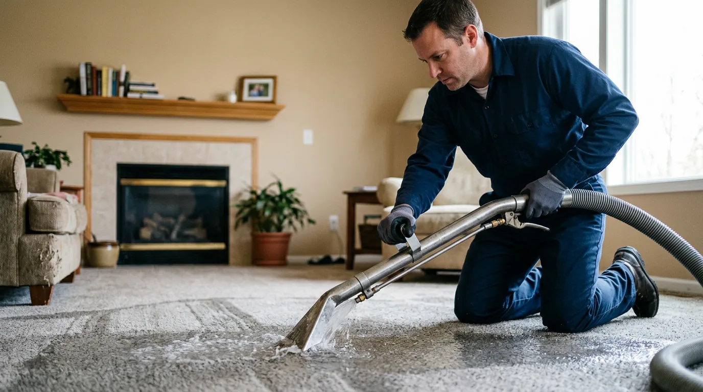 Water damage restoration technician working near Wrightwood, CA